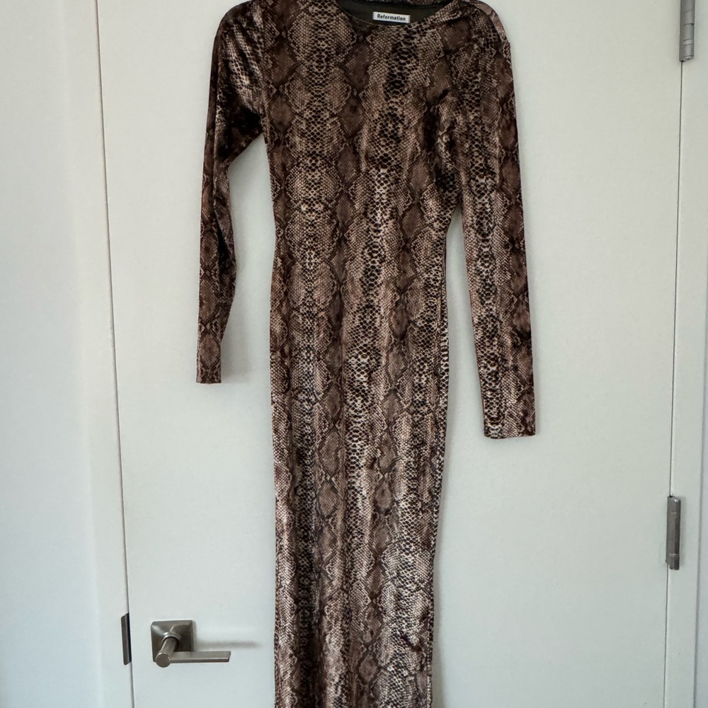 Reformation Snake Print Long Sleeve Dress - Picture 6 of 8